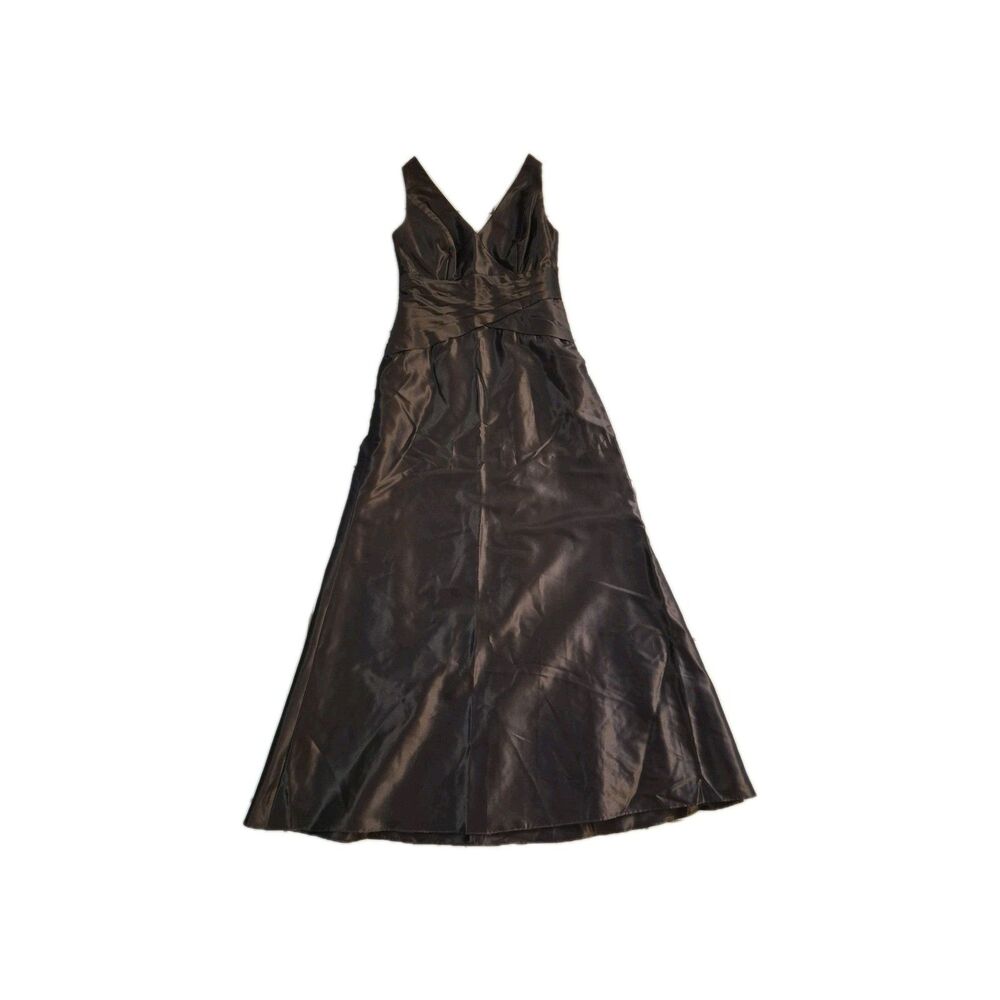 Belsoie Size 8 Gown Dress Maxi Choclate Brown Wrap Bodice Mother Of Bride Groom - Picture 8 of 9